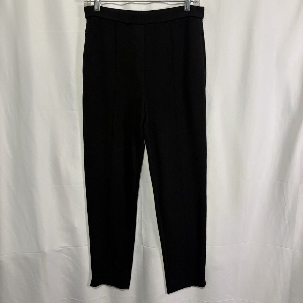 Theory Double Knit LT Pull-On Pintuck Straight Leg Pants Black Size 8